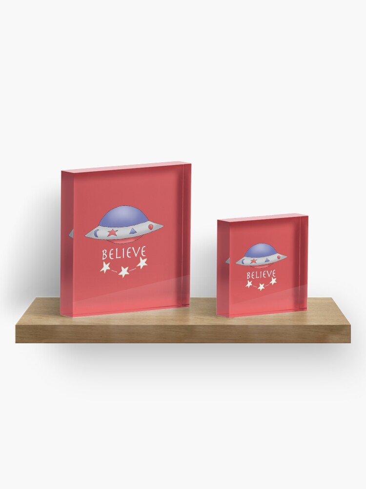 Thumbnail 4 of 5, Acrylic Block, UFO Red designed and sold by MarylandMUFON.