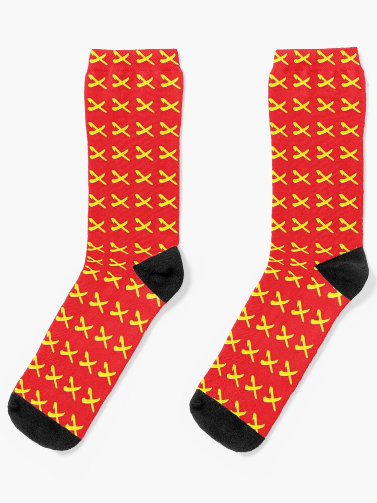 Yellow Cross on Bright Red Color Red Socks | Redbubble