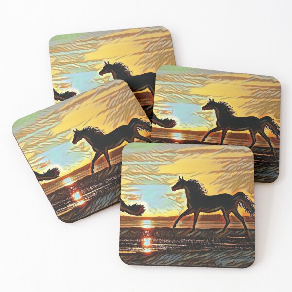 Item preview, sunset horses - Horse riding lovers horse art gift designed and sold by TheGallery69.