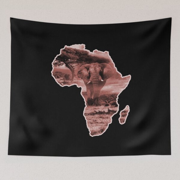 Item preview, Elephant & savanna on silhouette of Africa | Africa map designed and sold by shirt-planet.