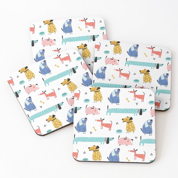 Item preview, Colorful illustrated dogs | Puppies | Pink and blue dogs | Cute dogs | kids | nursery art designed and sold by SkandiCat.