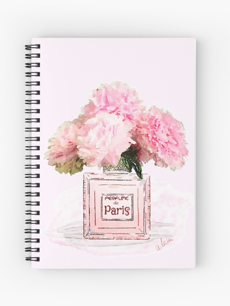 Cuaderno de espiral «Bonitas peonías rosas en frasco de perfume en  acuarela» de adaba | Redbubble