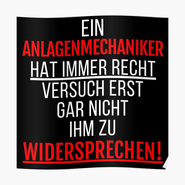 "anlagenmechaniker lustige sprüche Berufe" Poster by dimabubble Redbubble
