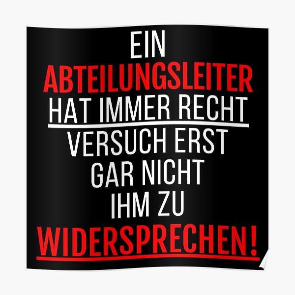 "Abteilungsleiter lustige sprüche Berufe fun shirt" Poster for Sale by