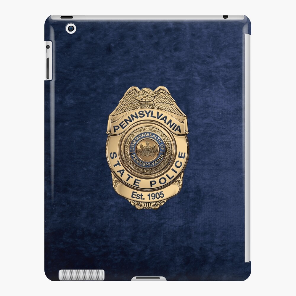 Pennsylvania State Police - PSP Badge over White Leather iPad