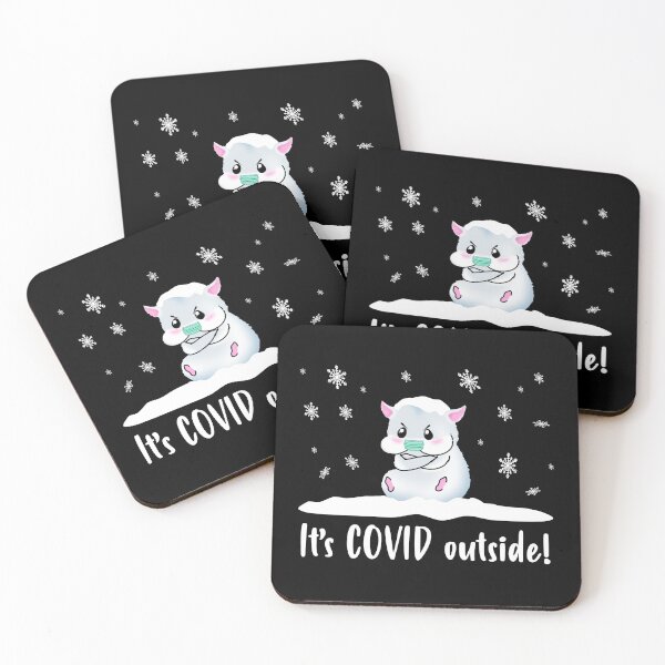 Item preview, It's COVID Outside A Cute Grey Hamster With A Corona Mask Sitting In The Snow designed and sold by Paulina Vanlife.