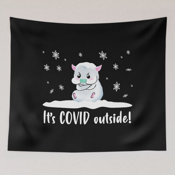 Item preview, It's COVID Outside A Cute Grey Hamster With A Corona Mask Sitting In The Snow designed and sold by Paulina Vanlife.