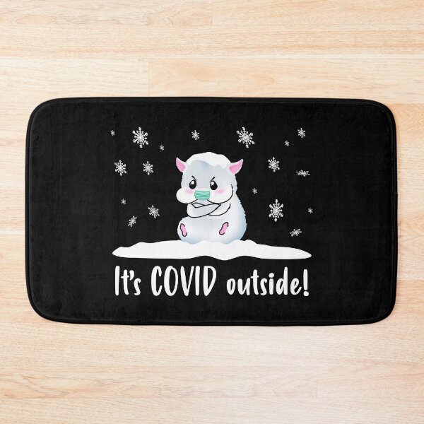 Item preview, It's COVID Outside A Cute Grey Hamster With A Corona Mask Sitting In The Snow designed and sold by Paulina Vanlife.