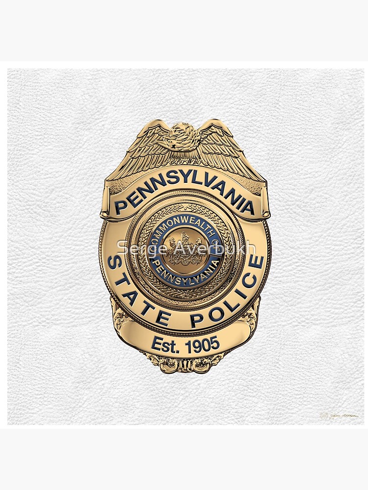 "Pennsylvania State Police - PSP Badge Over White Leather" Acrylic ...