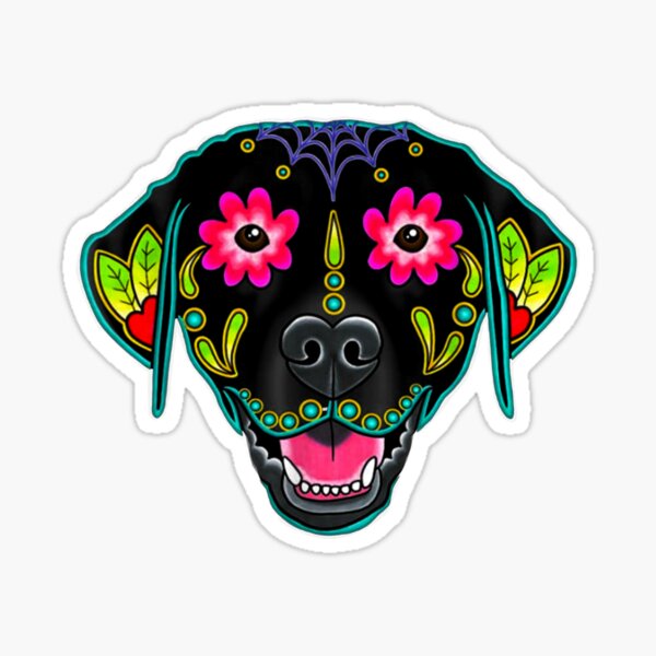 Item preview, Black Labrador- Retriever in Black- Day of the Dead Lab Sugar Skull Dog designed and sold by Rid1.