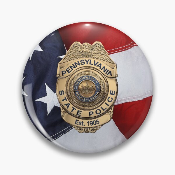 Item preview, Pennsylvania State Police - PSP Badge over American Flag designed and sold by Serge Averbukh Art Studio.