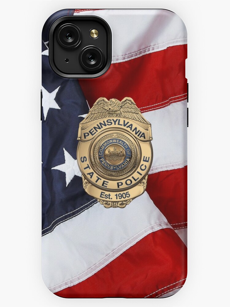 Pennsylvania State Police - PSP Badge over American Flag iPhone