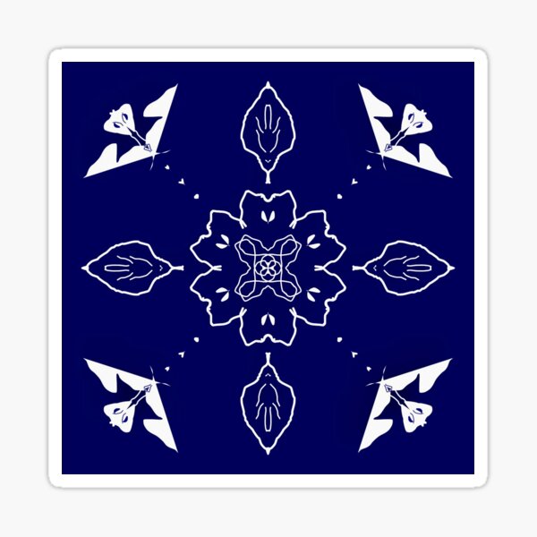 Item preview, Blue & white butterfly geometric pattern  designed and sold by AgnesPerry2020.
