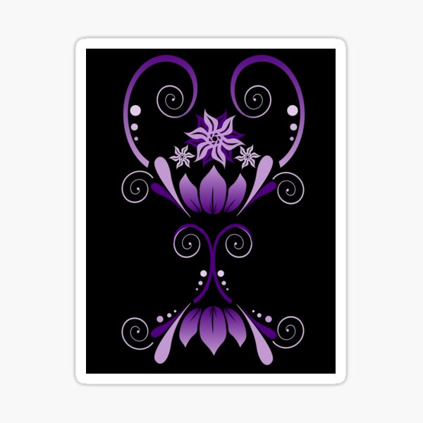 Swirls, Vines, and Flowers - Glowing Violet Sticker