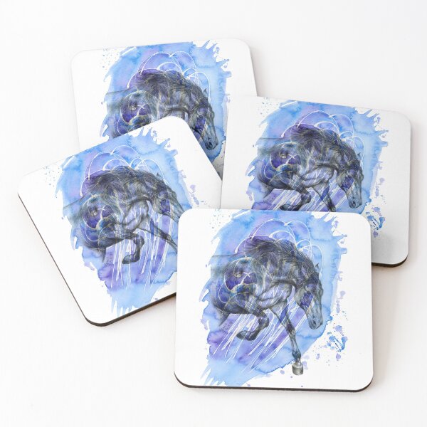 Item preview, Cool colourful horse in watercolour and graphite  designed and sold by GJ Art Studios.