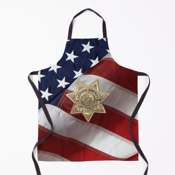 Item preview, San Francisco Sheriff's Office - SFSO Deputy Sheriff Badge Badge over American Flag designed and sold by Serge Averbukh Art Studio.