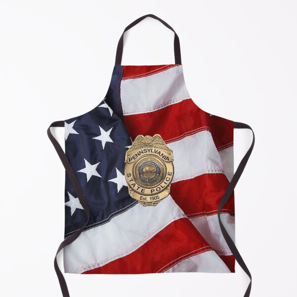 Item preview, Pennsylvania State Police - PSP Badge over American Flag designed and sold by Serge Averbukh Art Studio.