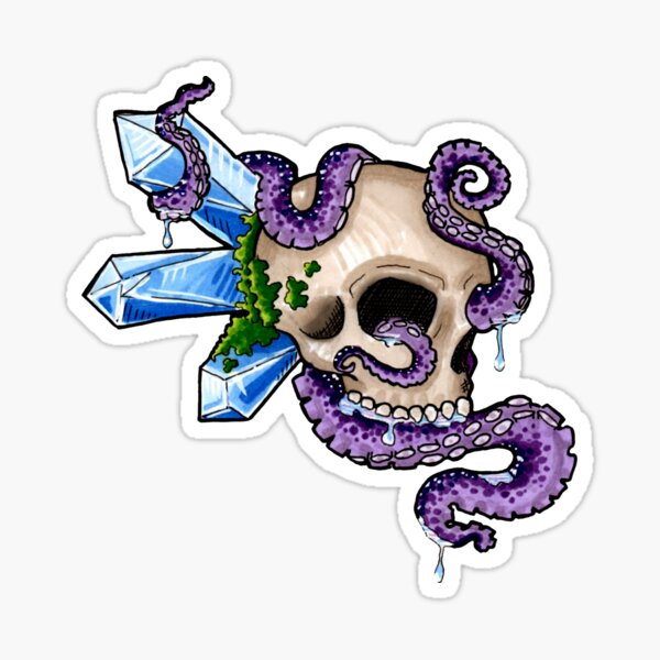 Skulls, Crystals, and Tentacles, Oh My! Sticker
