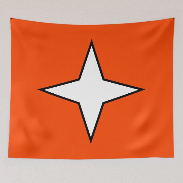 Item preview, White diamond 4 point star on orange designed and sold by Greenwood2112.
