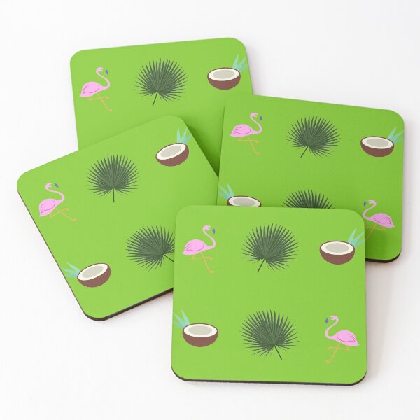 Item preview, Tropical flamengo leaves coconut green bacground designed and sold by oxoxoxo.
