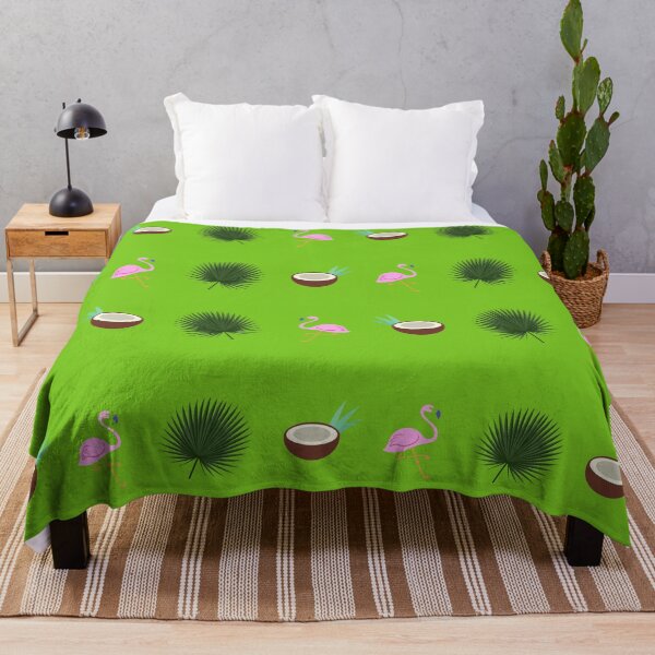 Item preview, Tropical flamengo leaves coconut green bacground designed and sold by oxoxoxo.