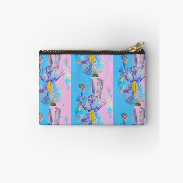 Item preview, Iris Watercolor Painting - Blue with Raindrops - on Pink and Blue designed and sold by Sarah  Rajkotwala.