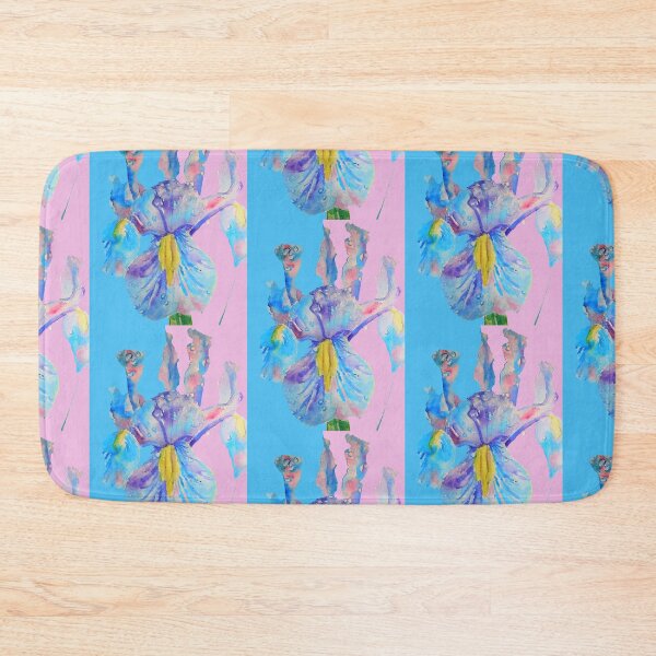 Item preview, Iris Watercolor Painting - Blue with Raindrops - on Pink and Blue designed and sold by Sarah  Rajkotwala.