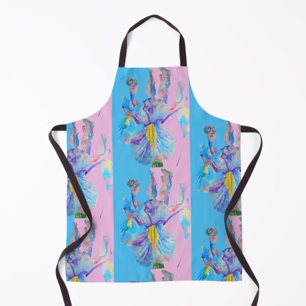 Item preview, Iris Watercolor Painting - Blue with Raindrops - on Pink and Blue designed and sold by Sarah  Rajkotwala.