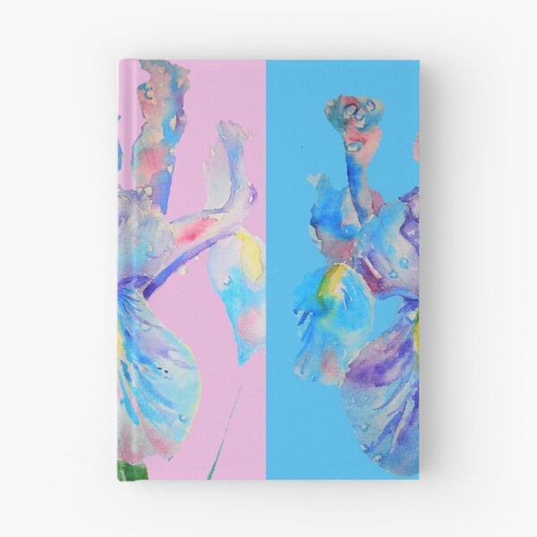 Item preview, Iris Watercolor Painting - Blue with Raindrops - on Pink and Blue designed and sold by Sarah  Rajkotwala.