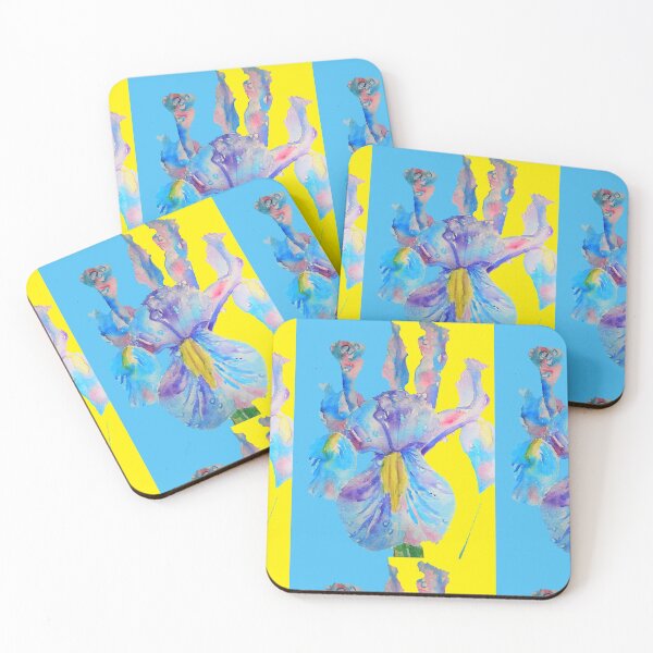 Item preview, Iris Watercolor Painting - Yellow and Blue designed and sold by Sarah  Rajkotwala.