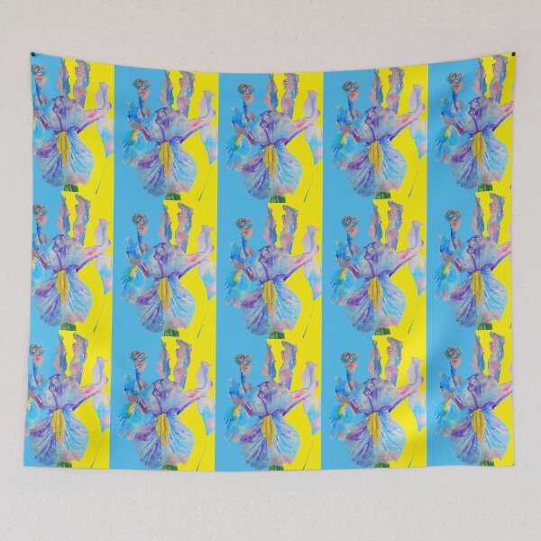Item preview, Iris Watercolor Painting - Yellow and Blue designed and sold by Sarah  Rajkotwala.