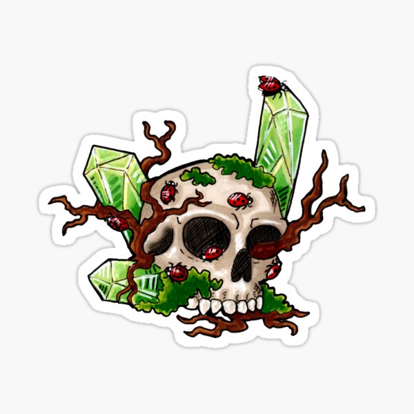 Lady Bug - Life and Death - Crystals, Skull, and Life Sticker