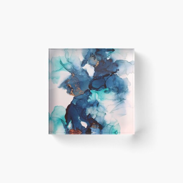 Aperçu de l'œuvre Art d'encre à l'alcool des lacs bleus créée et vendue par Evelyn Willebrands.