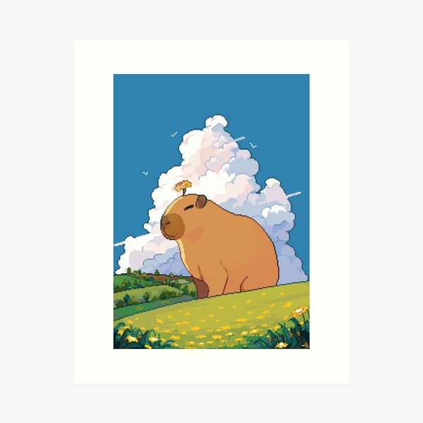 Capybara Art Print Available in 4x6 5x7 and 8x10 Sizes -   Рисунки  животных, Милые рисунки, Капибара