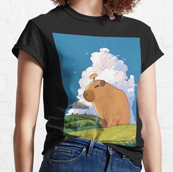 Camiseta Capybaras ( Capivara ) - Amarela Clara - HIPPIE ARTESANATOS