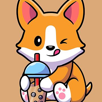 Kawaii Christmas Clipart II Reindeer Puppy Corgi Bubble Tea 