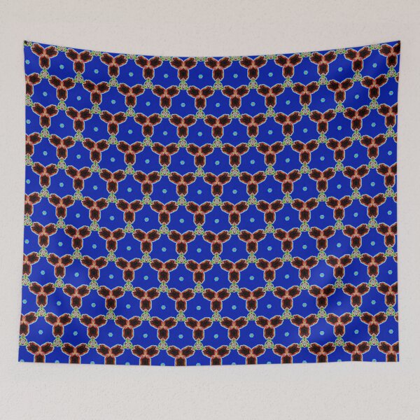Item preview, MOUCHARABIEH 6 pattern oriental triangles petale psychedelic electric royal blue black red designed and sold by dragonemma.