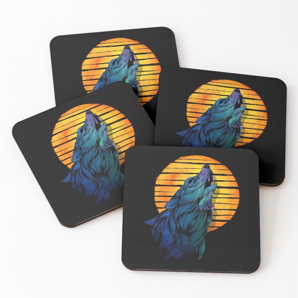 Item preview, Howling Wolf Retro Sunset Vintage Art Design Wolves designed and sold by NomYen ..
