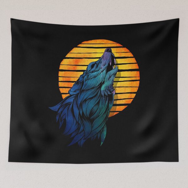 Item preview, Howling Wolf Retro Sunset Vintage Art Design Wolves designed and sold by NomYen ..