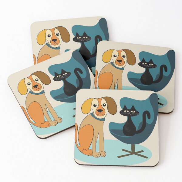Item preview, Midcentury Pup and Kitty designed and sold by ZenHenna.