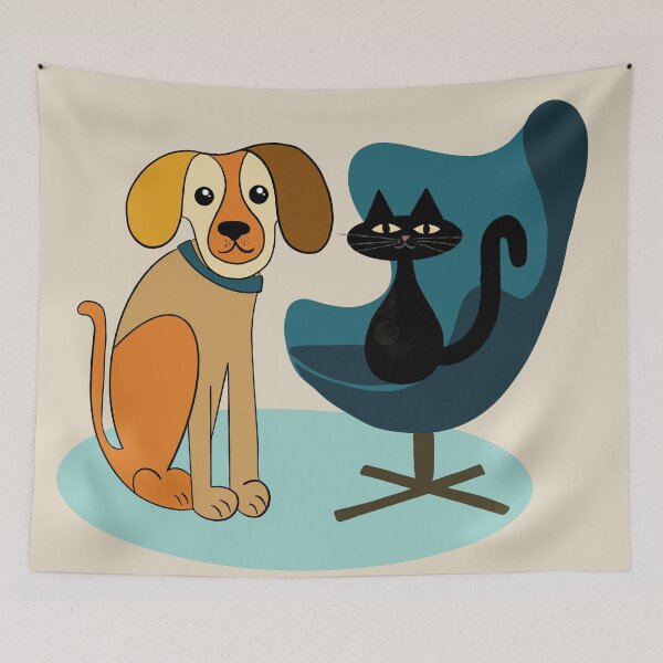 Item preview, Midcentury Pup and Kitty designed and sold by ZenHenna.