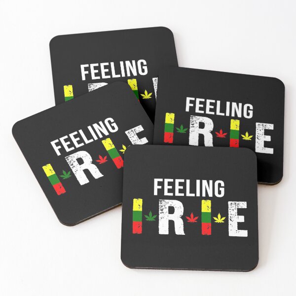 Item preview, Feeling Irie Jamaican Patois Slang With Weed Leaf in Rasta Colors designed and sold by RastaColors.