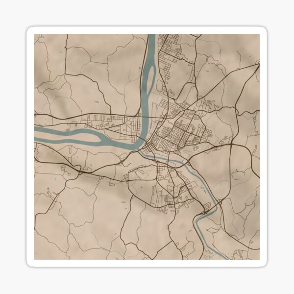 Parkersburg Sepia Map Sticker By Cptvdesign Redbubble