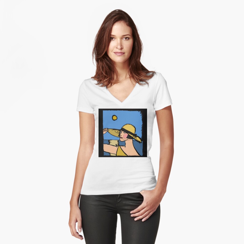 Item preview, Fitted V-Neck T-Shirt designed and sold by kittenry.