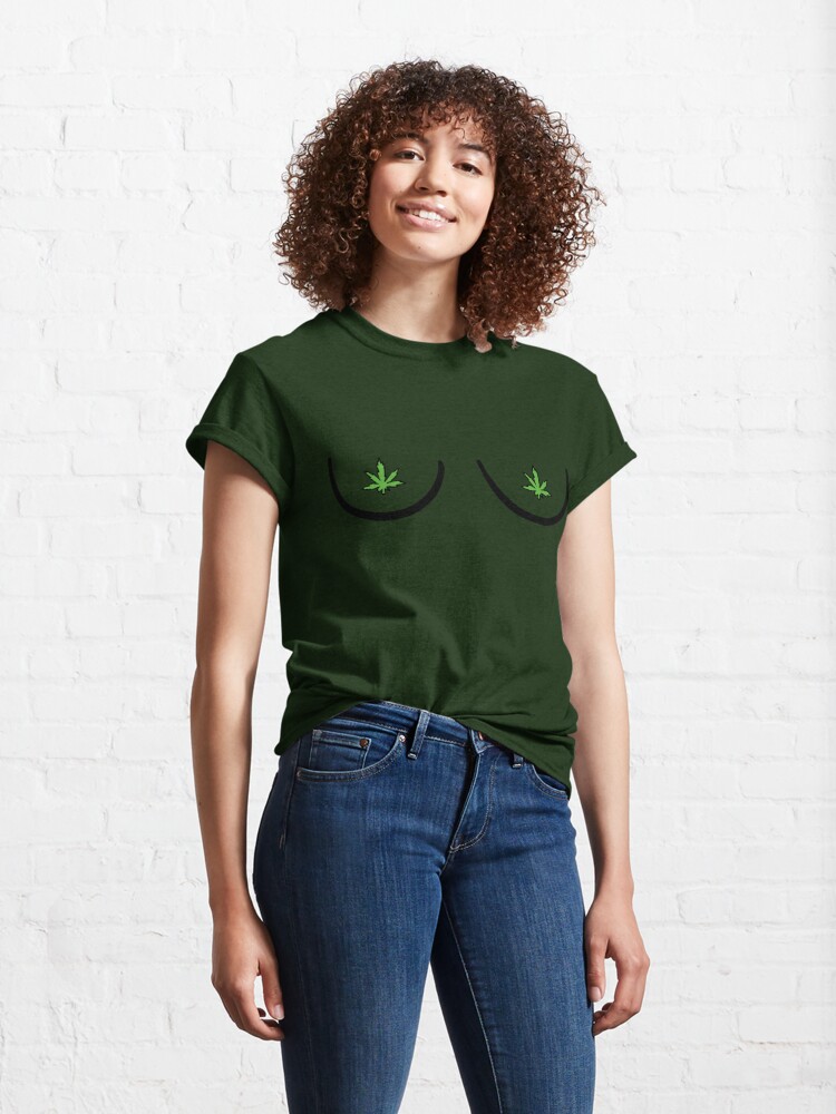 Boob Outline Weed Pasty Nipple Cover Breast Outline Shirt Classic