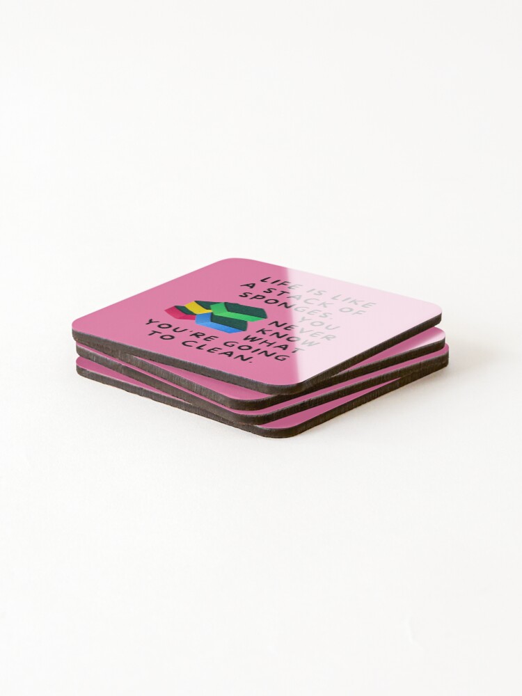 Thumbnail 4 of 5, Coasters (Set of 4), Life is Like a Stack of Sponges Housekeeping Humor designed and sold by SavvyCleaner.