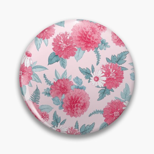 Artikelvorschau, Himbeerrosa Aquarell Dahlien & Gänseblümchen Blumenmuster entworfen und verkauft von KearonAlexandra.