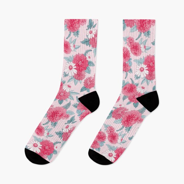 Item preview, Raspberry Pink Watercolor Dahlias & Daisies Floral Pattern designed and sold by KearonAlexandra.