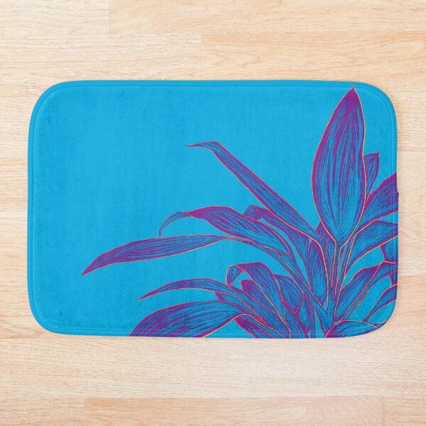Abstract Plant Art | Blue Plant | Purple Plant Bath Mat