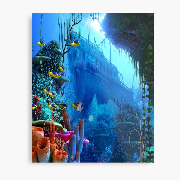 Ocean Sunken Ship Metal Print